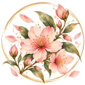 Emblème floral aquarelle aux fleurs de cerisier