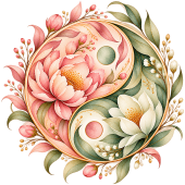 Yin-yang floral en aquarelle пастel